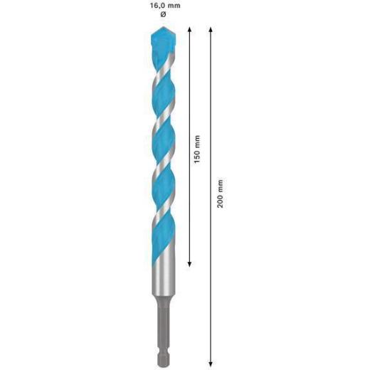 Steinbohrer Expert MultiConstruction HEX-9 - Ø 16 mm - Arbeits-L. 150 mm - Gesamt-L. 200 mm