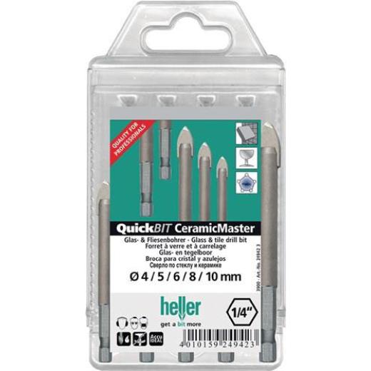 Bohrersatz QuickBit® Ceramik Master 5-tlg. - Ø 4,5,6,8,10 mm Schaft 6 kant HELLER