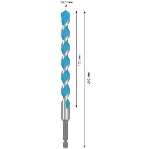 Steinbohrer Expert MultiConstruction HEX-9 - Ø 14 mm - Arbeits-L. 150 mm - Gesamt-L. 200 mm