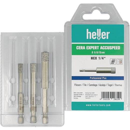 Feinsteinzeugbohrer Cera Expert Accuspeed 3-tlg. - Ø 6,8,10 mm Schaft 6-kant HELLER