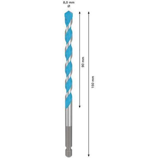 Steinbohrer Expert MultiConstruction HEX-9 - Ø 8 mm - Arbeits-L. 90 mm - Gesamt-L. 150 mm