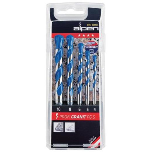 Steinbohrersatz PROFI GRANIT 5-tlg. - Ø 4,5,6,8,10 mm ALPEN