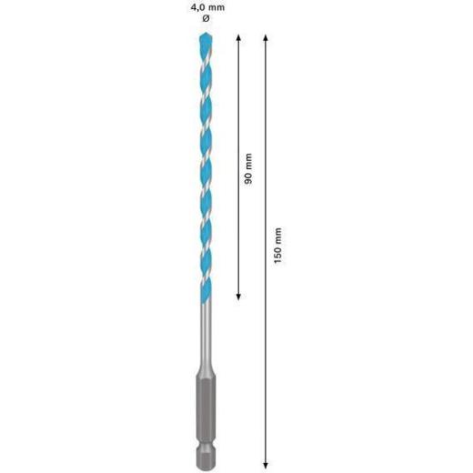 Steinbohrer Expert MultiConstruction HEX-9 - Ø 4 mm - Arbeits-L. 90 mm - Gesamt-L. 150 mm