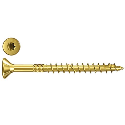 fischer MDF plate screws 4,5 x 50/30, TX20, countersunk head,  steel galvanized, yellow passivated - 200 pieces