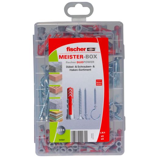 fischer Meister-Box DuoPower mit Schrauben und Haken (133 teilig)