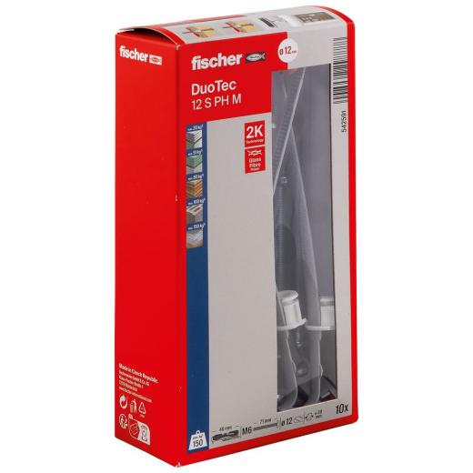 fischer DuoTec 12 S PH M con tornillos cabeza plana - 10 piezas