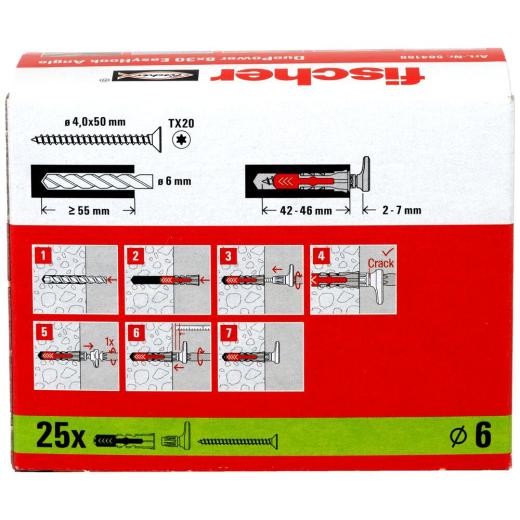 fischer - EasyHook Angle 6 x 30 DuoPower | 25 piezas