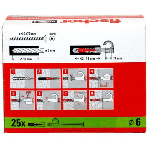fischer - EasyHook Occhiolo aperto 6 x 30 DuoPower | 25 pezzi