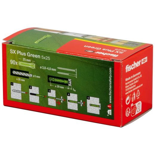 fischer Taco de expansión SX Plus Green 5 x 25 - 90 piezas