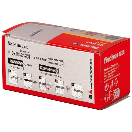 fischer Taco de expansión SX Plus 5 x 25 | 100 piezas