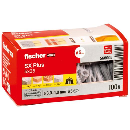 fischer Taco de expansión SX Plus 5 x 25 | 100 piezas