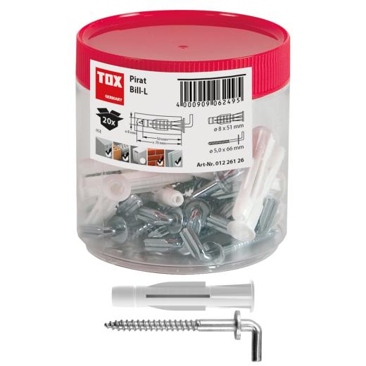 TOX Haakplug Pirat Bill-L m. universele plug Trika in ronde doos | 20 stuk