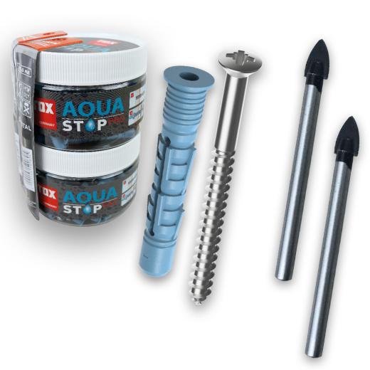 Allzweckdübel Aqua Stop Pro 62tlg. 6x38/8x50 mm + Schraube + Bohrer in Runddose | 62 Stück
