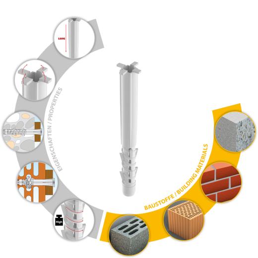 TOX Tassello universale per telaio Tetrafix XL 6x65 mm | 50 pezzi