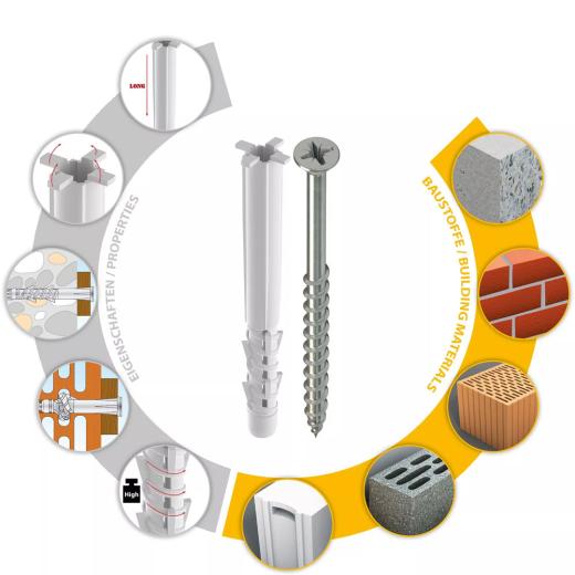 TOX Tassello universale per telaio Tetrafix XL 8x80mm + vite | 25 pezzi