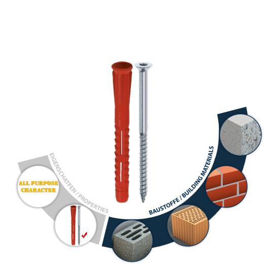 TOX Tassello universale lungo Constructor 10x135mm + vite | 25 pezzi