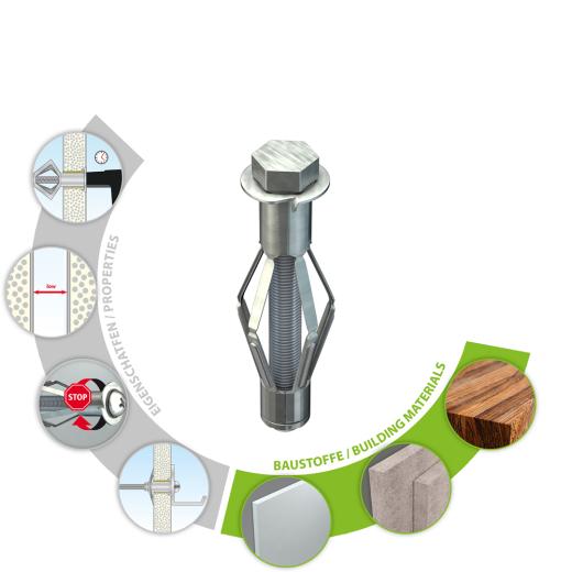 TOX Metalen hollewandplug Acrobat M8x68 mm | 25 stuk