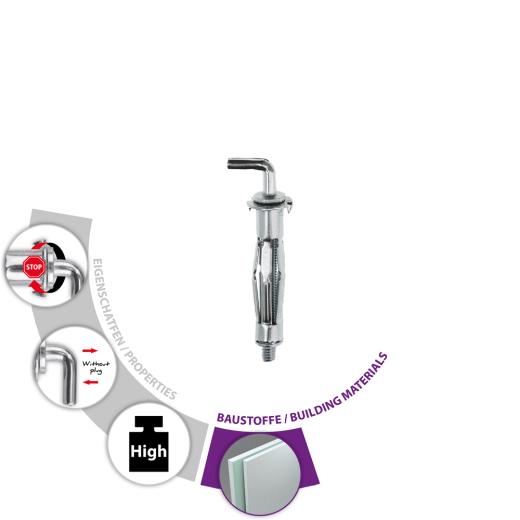 TOX Taco gancho metálico Pirat Skippi-L M6x65 mm | 25 piezas