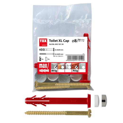 TOX Fijación para inodoros estándar Toilet XL Cap | 100 piezas