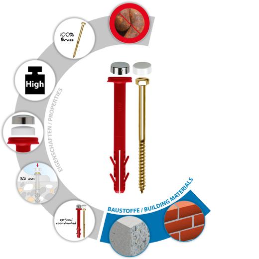 TOX Fijación para inodoros estándar Toilet XL Cap | 100 piezas