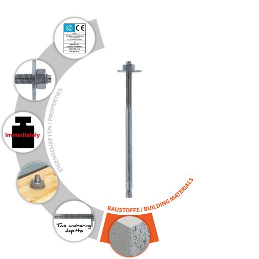 Bolzenanker Slim Fix M12x280/186+201 mm | 20 Stück