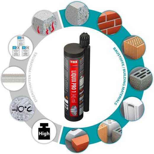 TOX Mortero de unión Liquix Pro 1 sin estireno 345 ml | 12 piezas