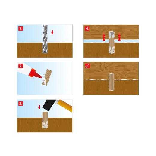 TOX houten deuvel assortiment Boltfix wood 100x 6x30 mm, 50x 8x40 mm, 40x 10x40 mm, gegolfde deuvel van massief beuken, 190 stuks, 094900100 | 190 stuk