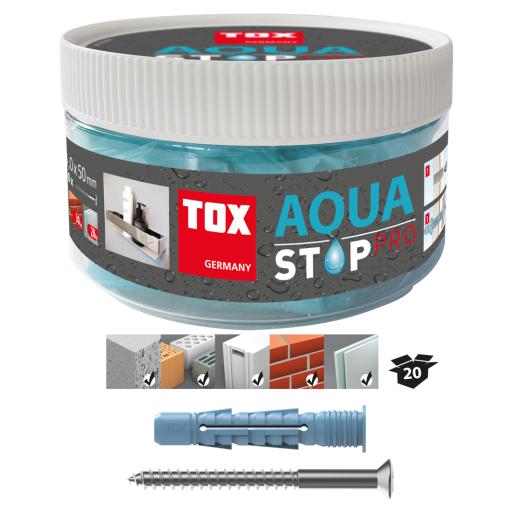 TOX Allzweckdübel Aqua Stop Pro 8x50 mm + Schraube in Runddose | 20 Stück
