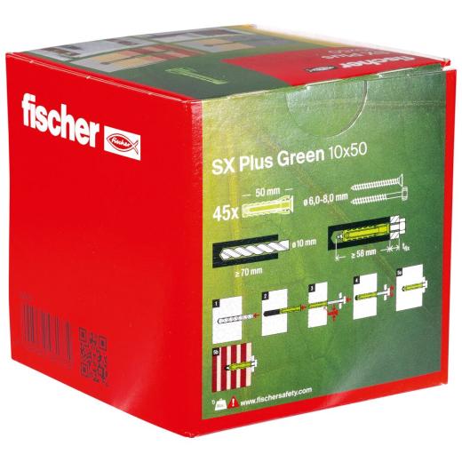 fischer Spreizdübel SX Plus Green 10 x 50 - 45 Stück