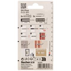 fischer Taco de expansión SX Plus 6 x 30 WH K | 40 piezas