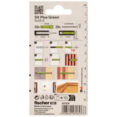 fischer Taco de expansión SX Plus Green 5 x 25 S con tornillo - 100 piezas
