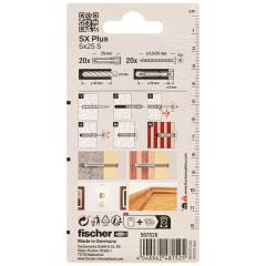 fischer Cheville à expansion SX Plus 5 x 25 S avec vis K | 100 pièces