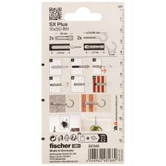 fischer Tassello SX Plus 10 x 50 RH con ganci tondi K | 10 pezzi