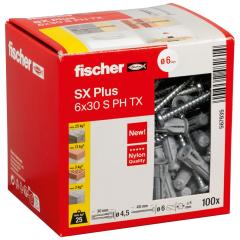 fischer Expansion plug SX Plus 6 x 30 S with screw PH TX | 100 pieces