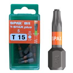 SPAX T-STAR plus bit T15, Longitud: 25 mm - 5 piezas