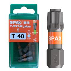 SPAX-Torx Bit mit Zapfen T40, Länge: 25 mm | 5 Stück