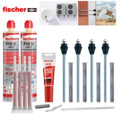 fischer TherMax fixing set for perforated blocks, 16/170 M12 gvz - set of 4