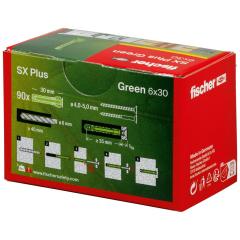 fischer Taco de expansión SX Plus Green 6 x 30 - 90 piezas