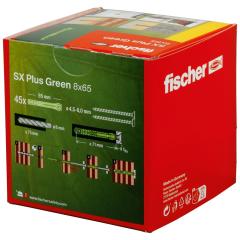 fischer Cheville à expansion SX Plus Green 8 x 65 - 45 pièces