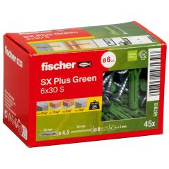 fischer Cheville à expansion SX Plus Green 6 x 30 S avec vis - 45 pièces