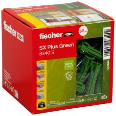 fischer Taco de expansión SX Plus Green 8 x 40 S con tornillo - 45 piezas