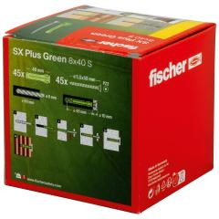 fischer Fissaggio in nylon SX Plus Green 8 x 40 S con vite - 45 pezzi