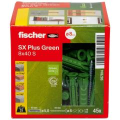fischer Spreizdübel SX Plus Green 8 x 40 S mit Schraube - 45 Stück