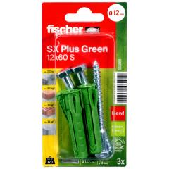 fischer Taco de expansión SX Plus Green 12 x 60 con tornillo - 15 piezas