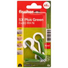 fischer Fissaggio in nylon SX Plus Green 6 x 30 S con ganci tondi - 20 pezzi