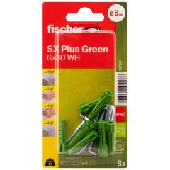 fischer Taco de expansión SX Plus Green 6 x 30 S con gancho angular - 40 piezas