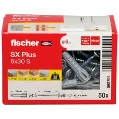 fischer Cheville à expansion SX Plus 6 x 30 S avec vis | 50 pièces