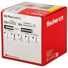 fischer Taco de expansión SX Plus 8 x 40 S con tornillo | 50 piezas